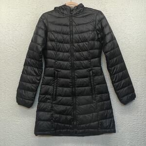 The North Face Coat Womens XS Black Hooded Down Puffer Jacket Long Insulated